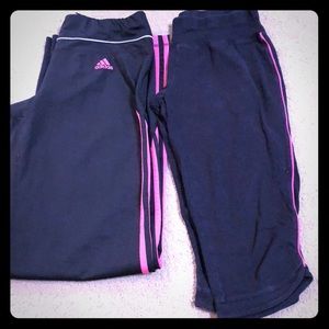 Pink and black workout pants and capris